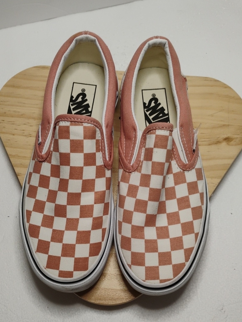 Vans Kids Slip-On Checkerboard Sneakers - Dusty Rose & White(M=5,W=6.5)